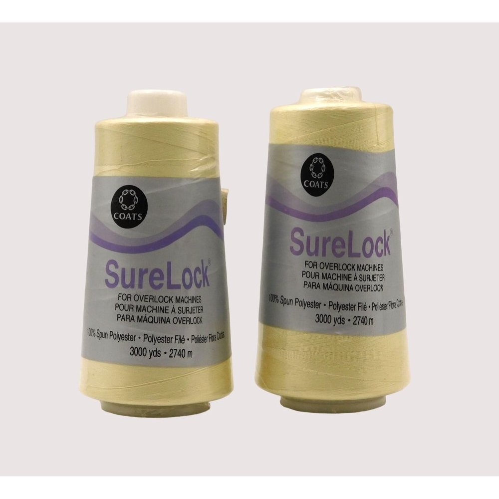 Coats Surelock Overlock Thread Set of 2 Cones 3000 Yards Bone Color